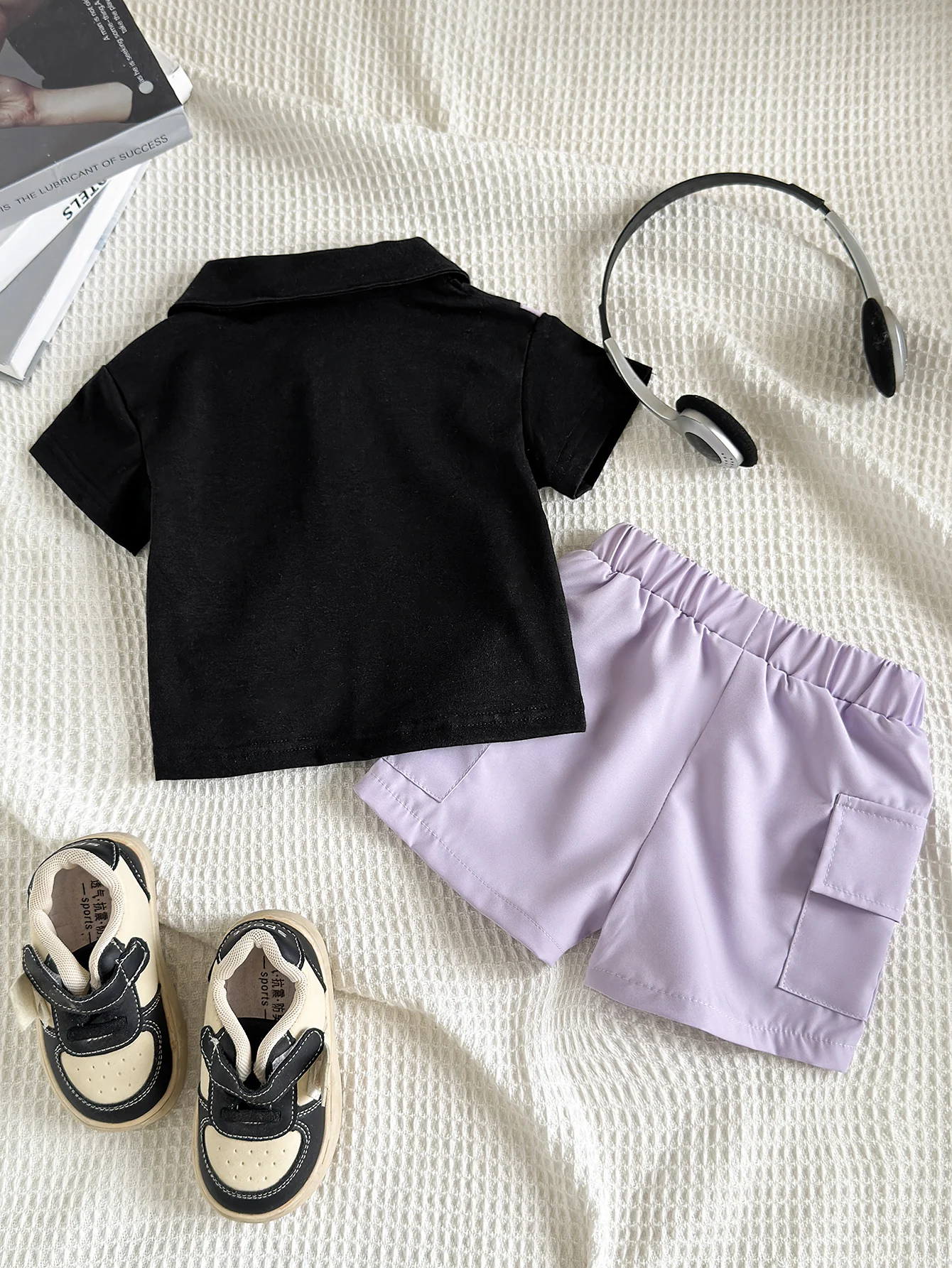 2-teiliges Sport- und Freizeitset für Babys/Jungen mit Revers, farbblockierten kurzen Ärmeln und Shorts für Kleinkinder im Alter von 0-3 Jahren, Sommer-Set für Babys/Jungen – Detail 14