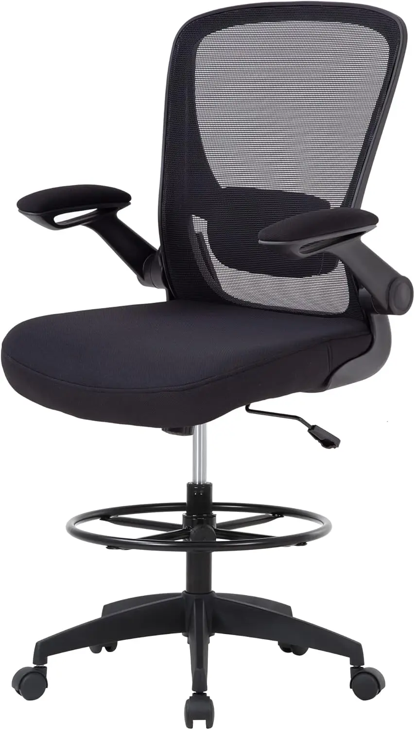 

Adjustable Drafting Chair with Flip-Up Arms, Ergonomic Mesh Back for Office & Home, Tall Swivel Rolling Desk Chair