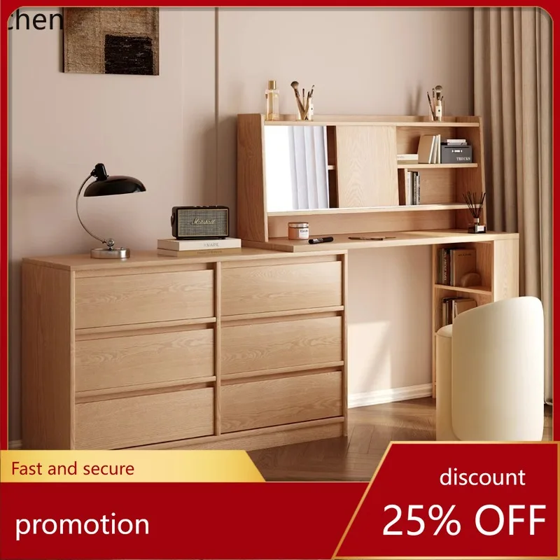 

ZML Solid Wood Dressing Table and Chest of Drawers Integrated Small Apartment Bedroom Simple Modern Makeup Mirror Dressing Table