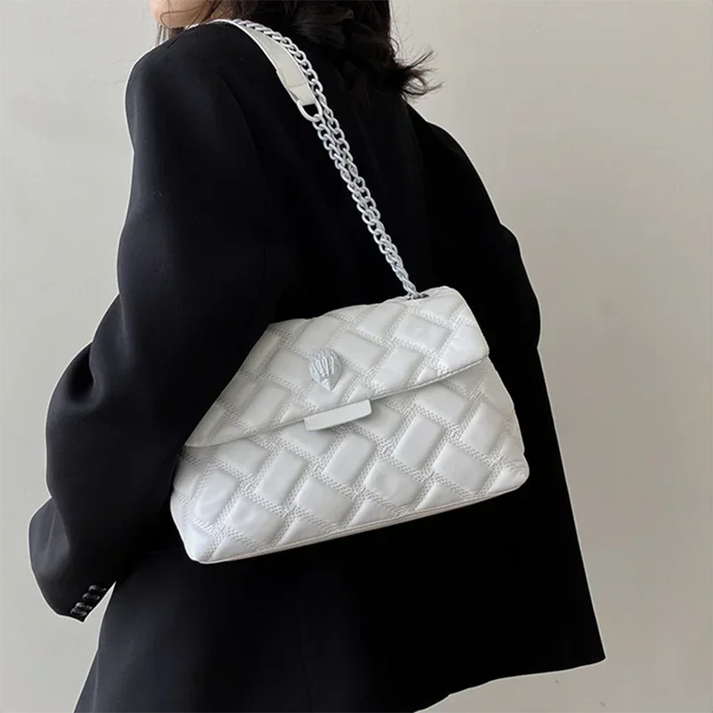 Sac à bandoulière en cuir PU brodé pour femme, sac à bandoulière, sac à bandoulière, aigle matelassé, métal, haute qualité, luxe, designer, Londres, Kurt Geiger, dames