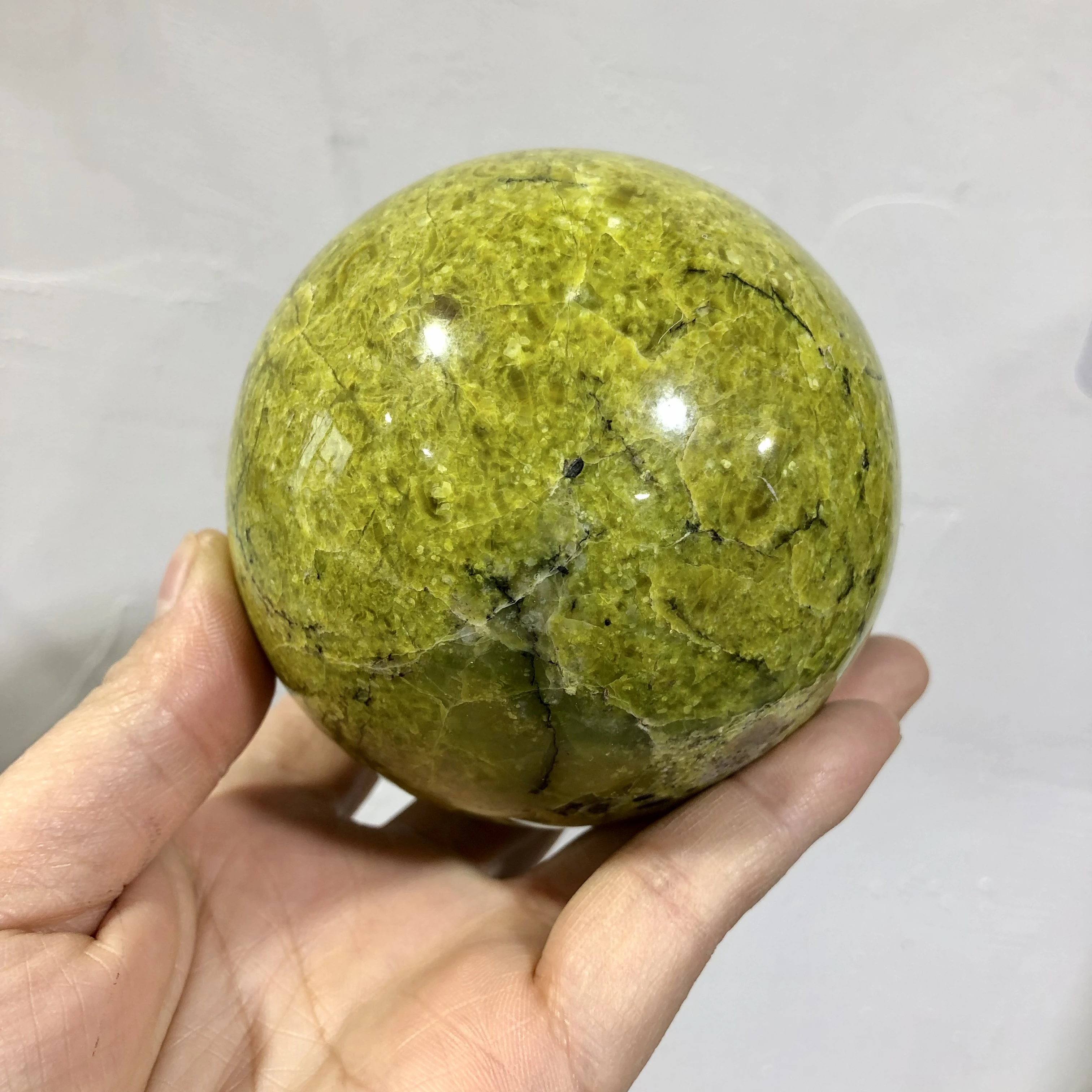 1Pc Natural Serpentine Spheres Green Opal Jade Quartz Ball Healing Stone Home Decoration Ornament