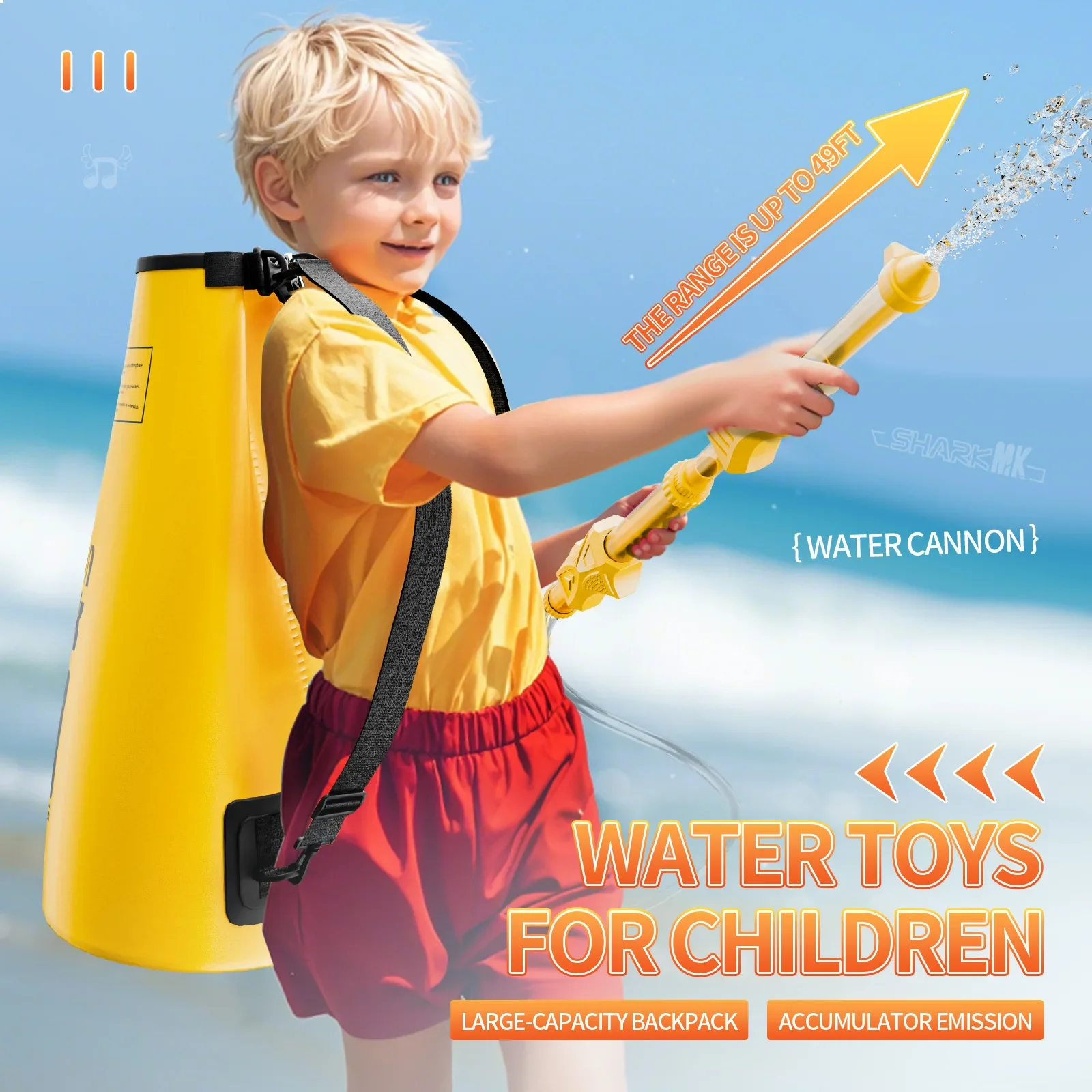 15M Long-range Large Capacity Water Gun Spray Toy With 15L Backpack Powerful Water Pistol Blaster Cannon Toy for Boys Kids Adult