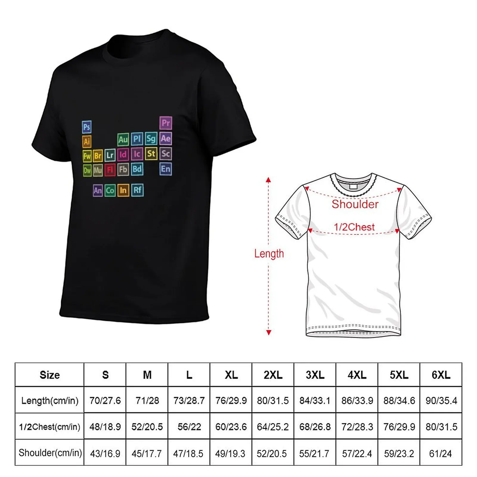 تي شيرت Adobe Table of Elements تي شيرت للرجال تي شيرت قطني عالي الجودة تي شيرت للرجال من القطن