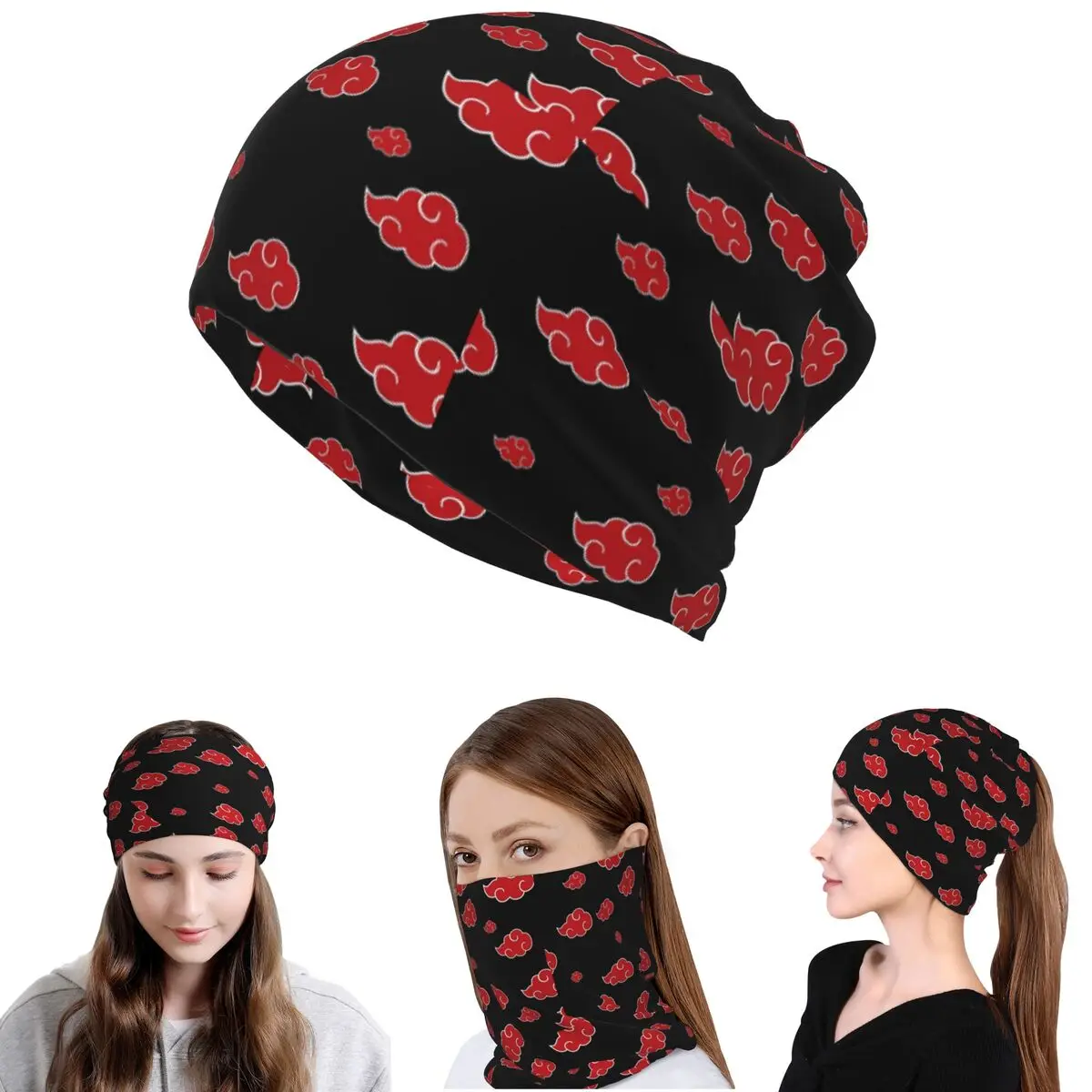 

Black And Red Cloud Bandana Neck Gaiter Mask Scarf Warm Cycling Scarf Beanies Hat for Men Women Adult Winter
