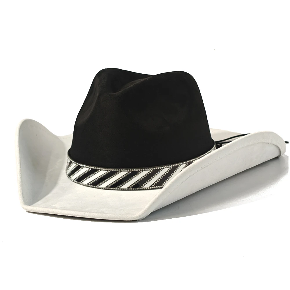 

Новая ковбойская шляпа в стиле панк из искусственной замши, винтажная, с широкими полями, для джентльменов и ковбойшес, джазовая шляпа для праздников, вечеринок и косплея