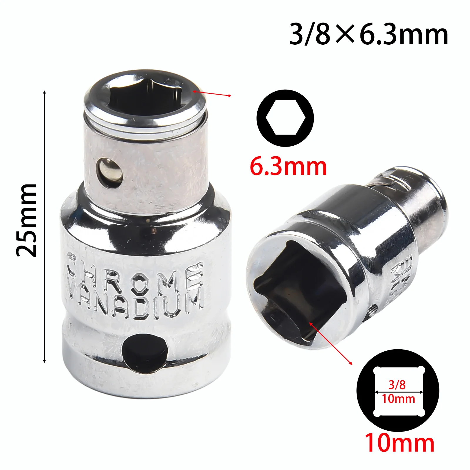 1pc 3/8 Square To 1/4 Hex Connecter Socket Adapter Screwdriver Bit Socket For Ratchet Wrench, Electric Drills Socket Wrench Tool