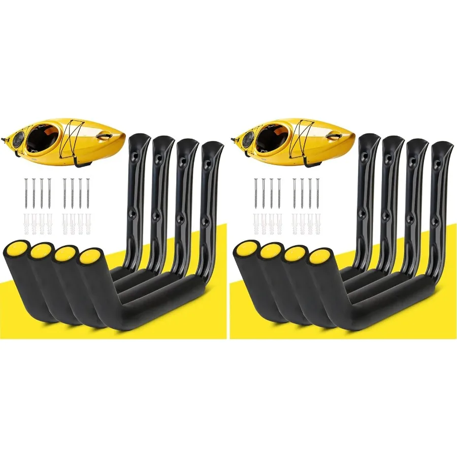 Heavy Duty Garage Storage Hooks -120 LB Capacity, 4packs, 15 Wall Mounted Rack for Hanging Kayak, Paddle Board, Ladders, Bikes