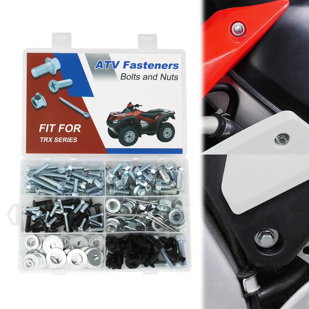 

Motorcycle 200PCS ATV Bodywork Engine Plastics Frame Exhaust Bolts Kit Fit For Honda TRX400 TRX350 TRX300 TRX250 TRX200 TRX125