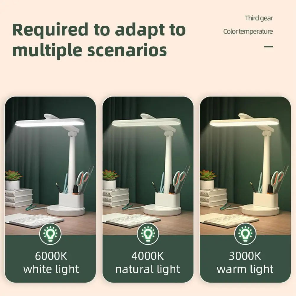 ペンホルダー付きの調節可能なLEDテーブルランプ,タッチデスクランプ,目の保護,寝室のランプ,オフィスと学生のための新しい