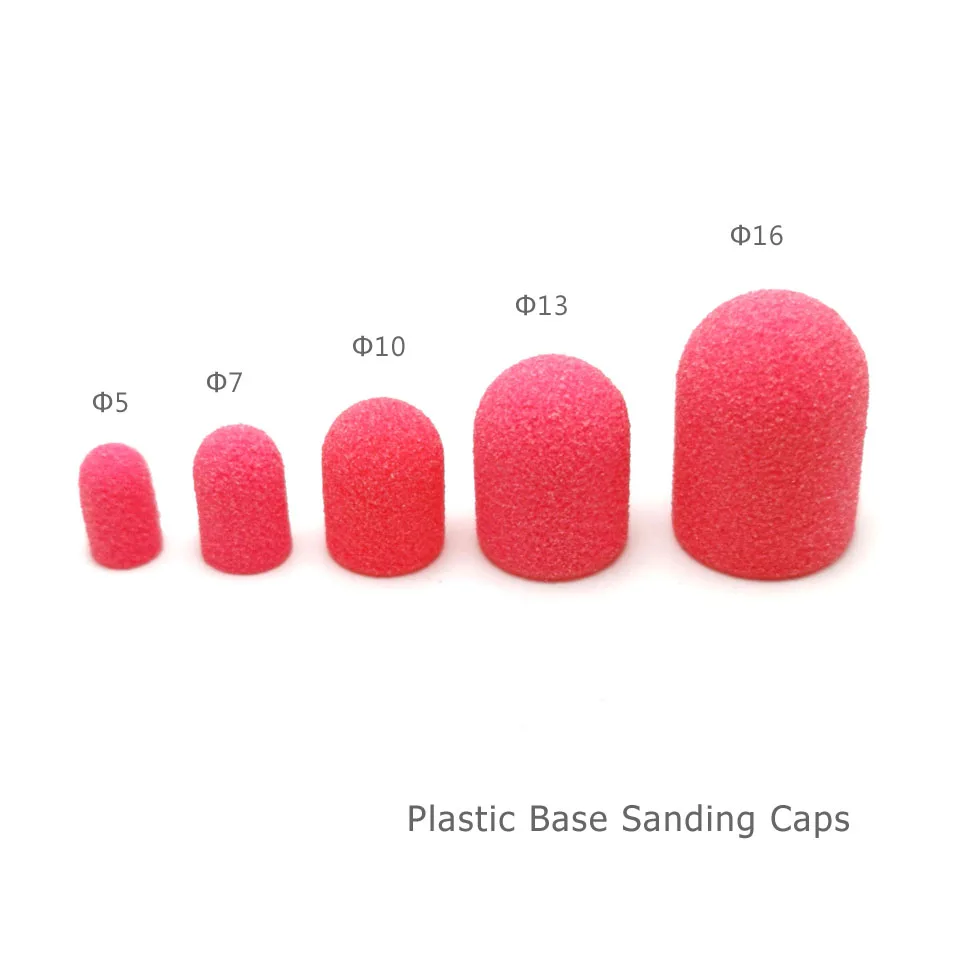 50Pcs Plastic Sanding Caps Nail Drill Accessories Pedicure Care Polishing Sand Block Foot Cuticle Remove Tool With Rubber Grip