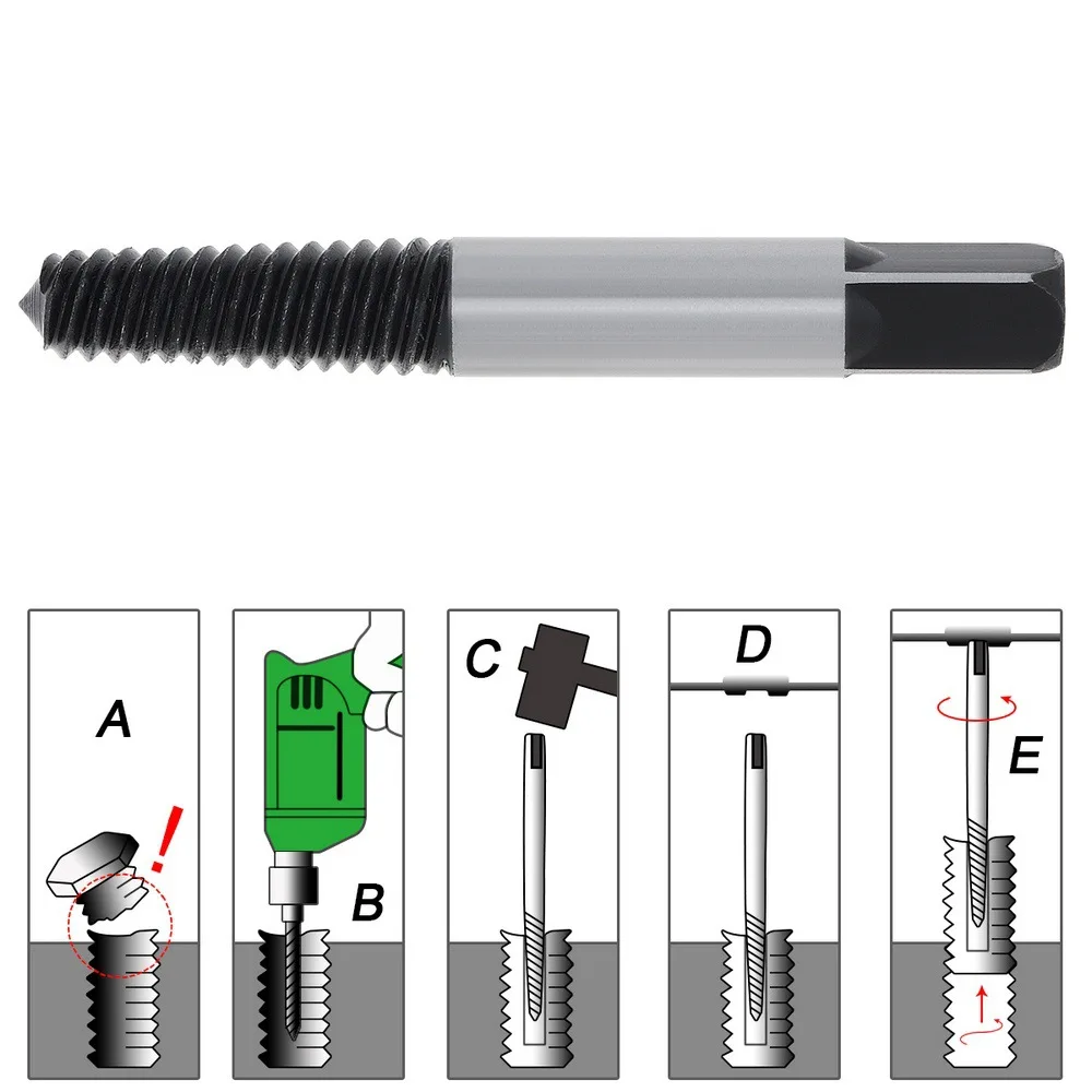 5pc Broken Head Screw Extractor 6pc Coarse Teeth Fine Teeth Water Tap Broken Thread Extractor Screwdriver Tool Plastic Box Set