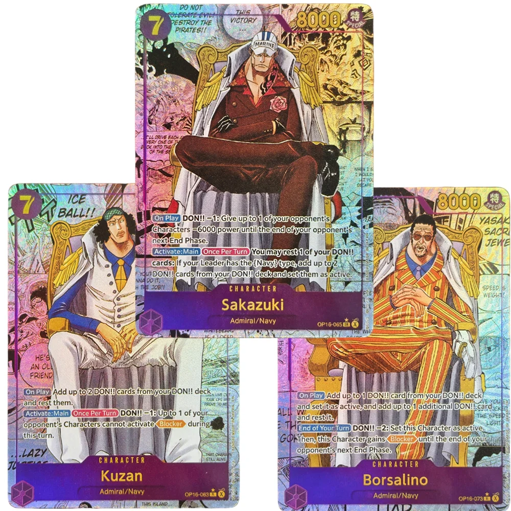 Proxy One Piece card game OP16 MANGA three original Fleet Admirals Akainu Aokiji Kizaru English Game Collection Card
