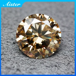 Never Fake Round Champagne Moissanite Stone with Certificate 5.0-18.0mm VVS1 Moissanite Loose Gemstones Pass Diamond Tester