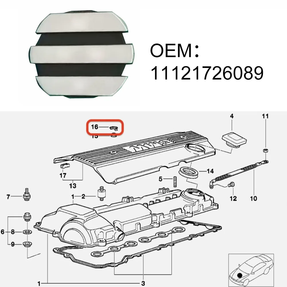 1Pc Engine Cover Trim Cap For BMW E34 E36 For E39 E46 X5 Z3 Z4 For M54 11121726089 Black ABS Replacement