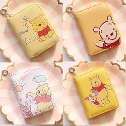 Cute Winnie Bear Unisex Short Wallet PU Leather Short Wallet Cute Small Purse Bag Mini Handbag Gifts