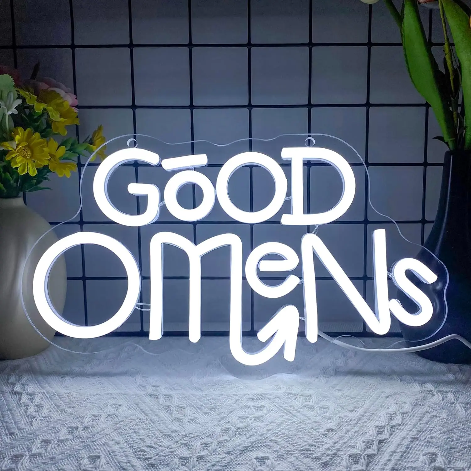 

Неоновые вывески Good Omens для украшения стен, неоновая вывеска с регулируемой яркостью, неоновые вывески с питанием от Usb для игровой комнаты, спальни, подарки для фанатов на день рождения