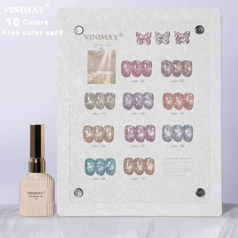 

High End 10 Colors Gel Polish Set With Color Display Soak Off Diamond Glitter UV LED Gel Shiny Sequins Nail Gel Varnishes 15ml