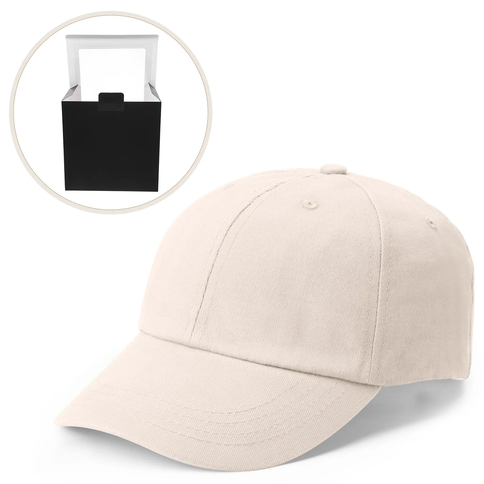 

2Pcs Travel Hat Box Sturdy Paper Fold Hat Packaging Case with Clear Window for Cap Storage Display and Protection