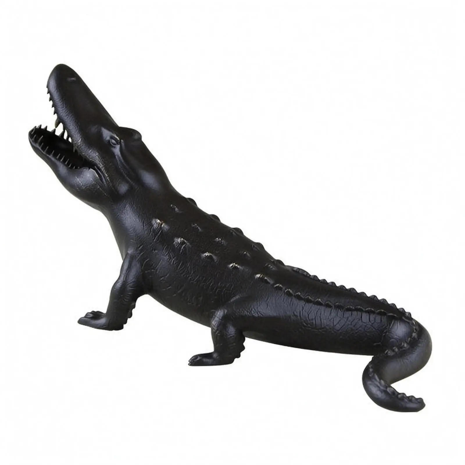 Metal Crocodilian Figurine Raised Raised Lines Cast-Look Crocodilian Ornament Textured Animal Statue