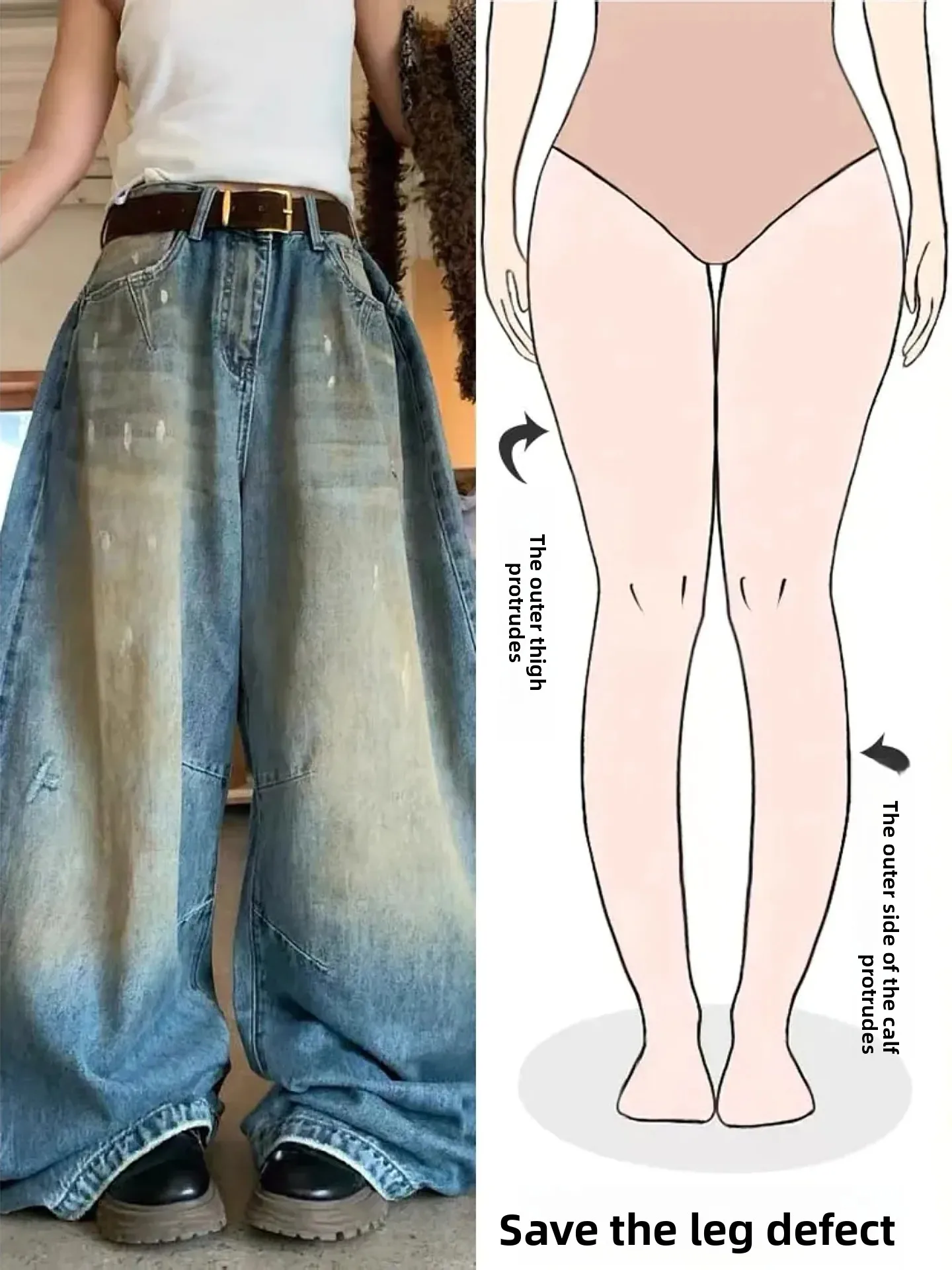 

Женские джинсы с высокой талией и широкими штанинами в стиле ретро с эффектом брызг чернил, больших размеров, для фигуры типа «груша», винтажный стиль, повседневные летние джинсы