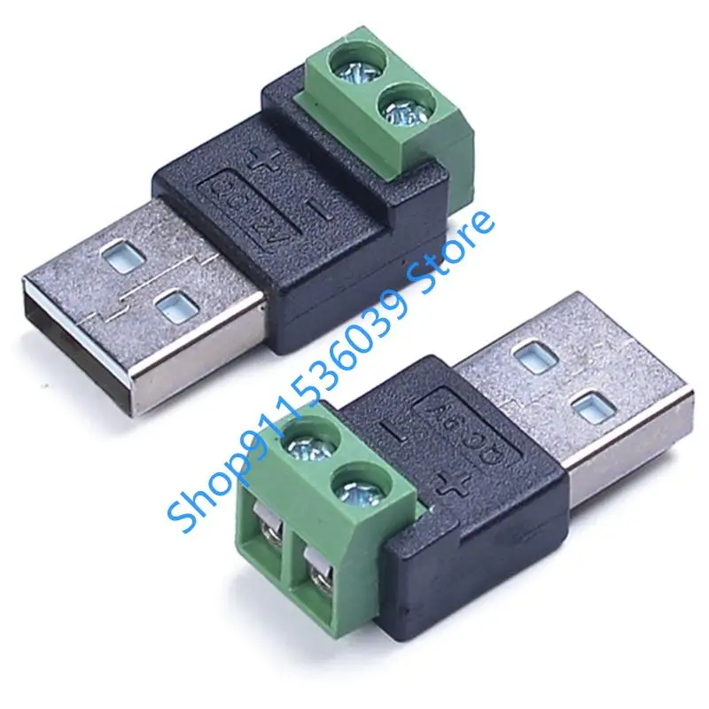 9V 12V USB 2.0 Type A Male to 2 Pin Screw Block Connector USB Adapter USB to 2Pin Screw Terminal Plug Charging Adapter Converter