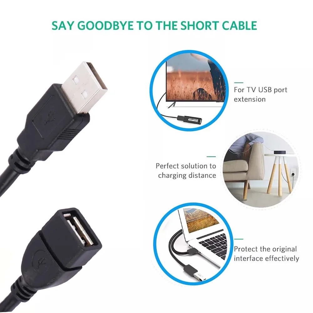 USB 2.0 extension cable USB port protector High Speed Type A USB 2.0 male to female cable extension cord 20CM for PC laptop