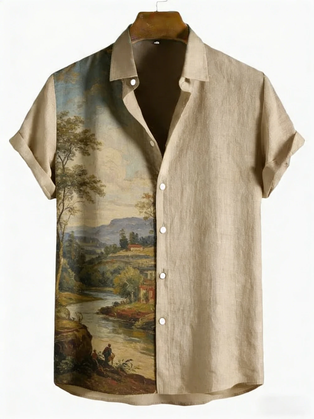 Men's Linen Short Sleeve Shirt Natural Landscape HD 3D Printed Shirt Hawaiian Vacation Social Party Shirt Fast Shipping for You
