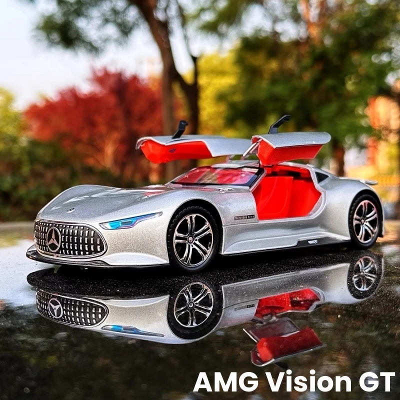 1:24 Scale Car Benz AMG Vision GT Alloy Miniature Car Diecast Metal Model Sound＆Light Collection Childrens Toy Vehicles Gifts