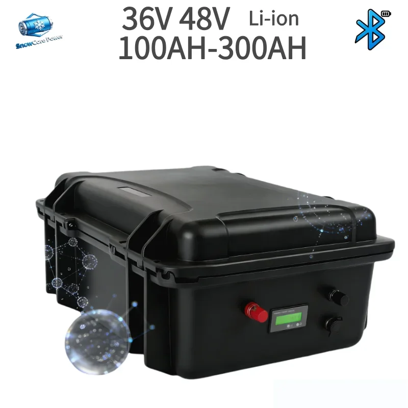36V 48V Waterproof High‑Power Li‑ion Battery 100Ah‑200Ah Integrated Bluetooth BMS for E‑Tricycle Scooter Marine & Solar Off‑Grid