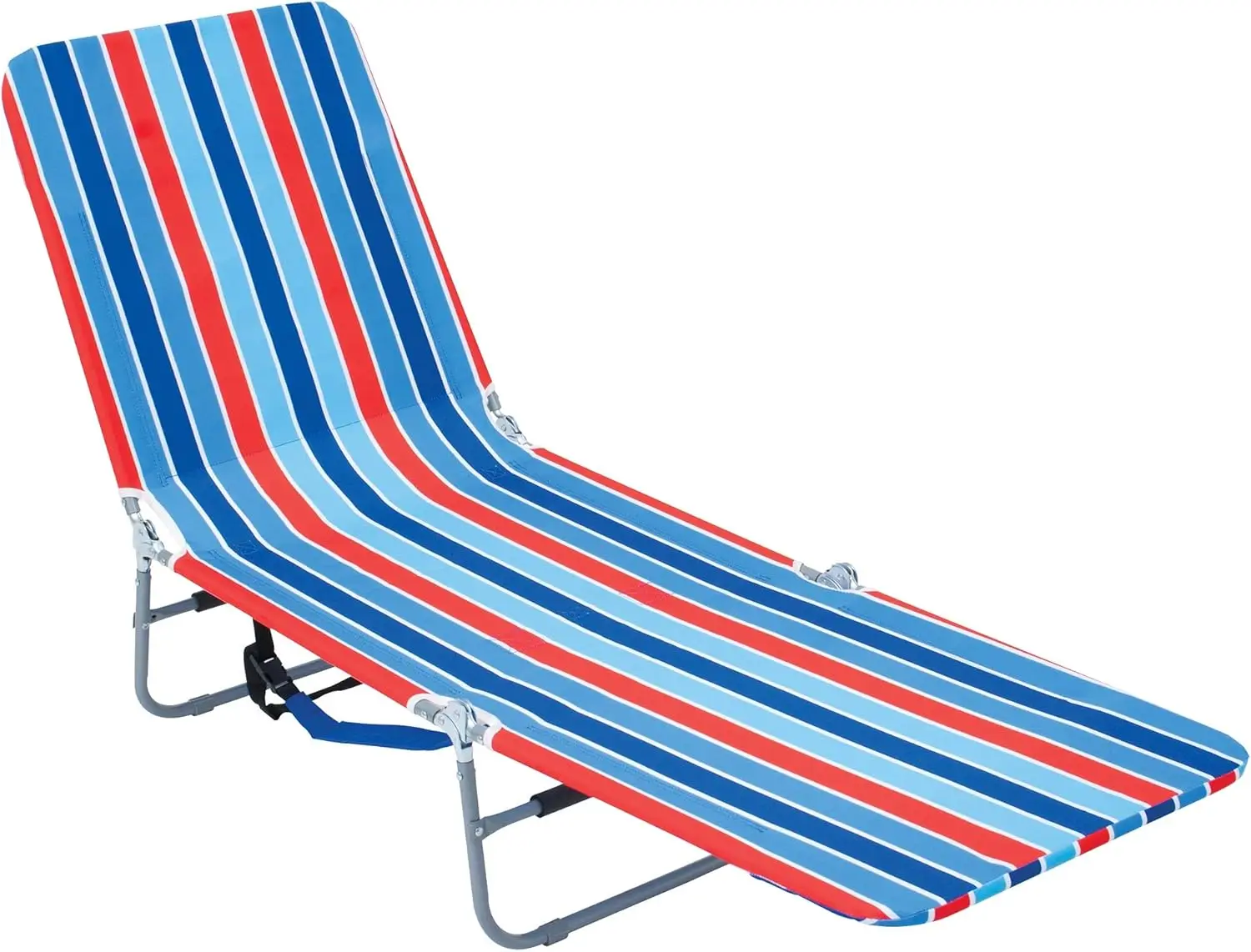 

Portable Folding Beach Lounge Chair with Backpack Straps, Lay Flat, Blue and Red