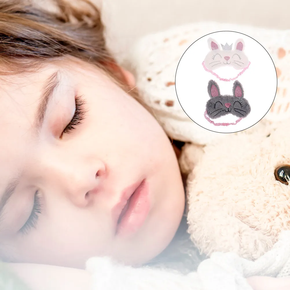 2Pcs Rabbit Sleep Eye Mask Soft Lightweight Eye Cover for Travel Indoor Outdoor Sleep Girls Kids