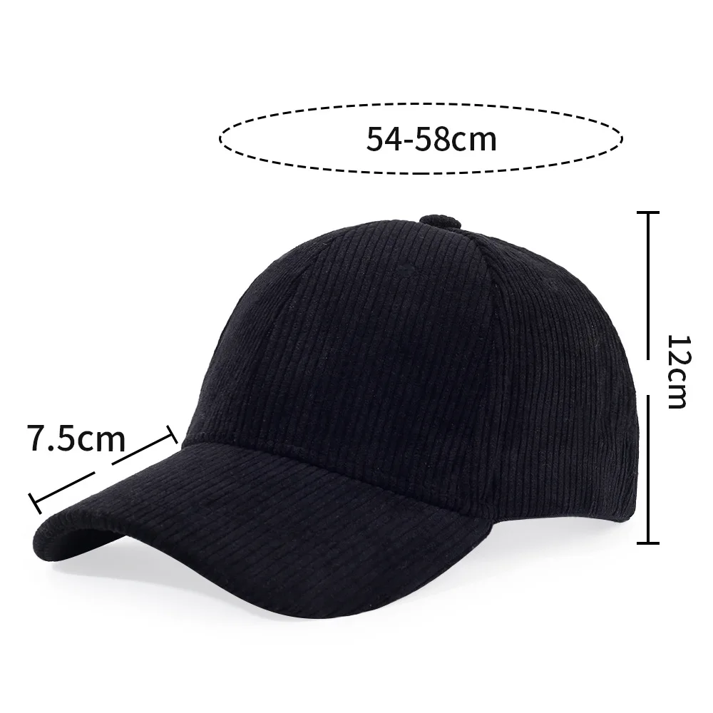 Frühling Herbst Cord Baseball Cap für Frauen Männer Unisex Vintage Solide Snapback Hip Hop Hüte Winter Einstellbare Outdoor Sport Hut – Detail 2