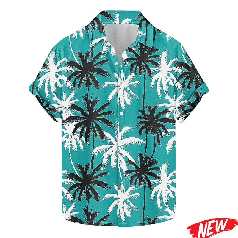 

Мужские гавайские рубашки с тропическим принтом, 3D-печать, растения, листья, короткий рукав, с отложным воротником, унисекс, пляжные рубашки в стиле Алоха