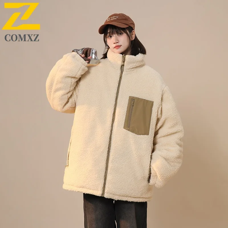 COMXZ 2025 Stand Collar Puffer Jacket Winter Unisex American Style Waterproof Windproof Warm Outdoor Sports Casual Fashion Coat