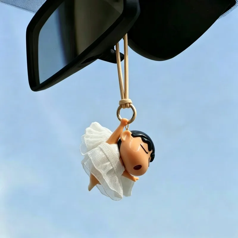 Crayon Shin-Chan Angel Ballet Mini Car Rearview Mirror Hanging Pendant Creative Car Interior Decor Exquisite Versatile Ornament view 2