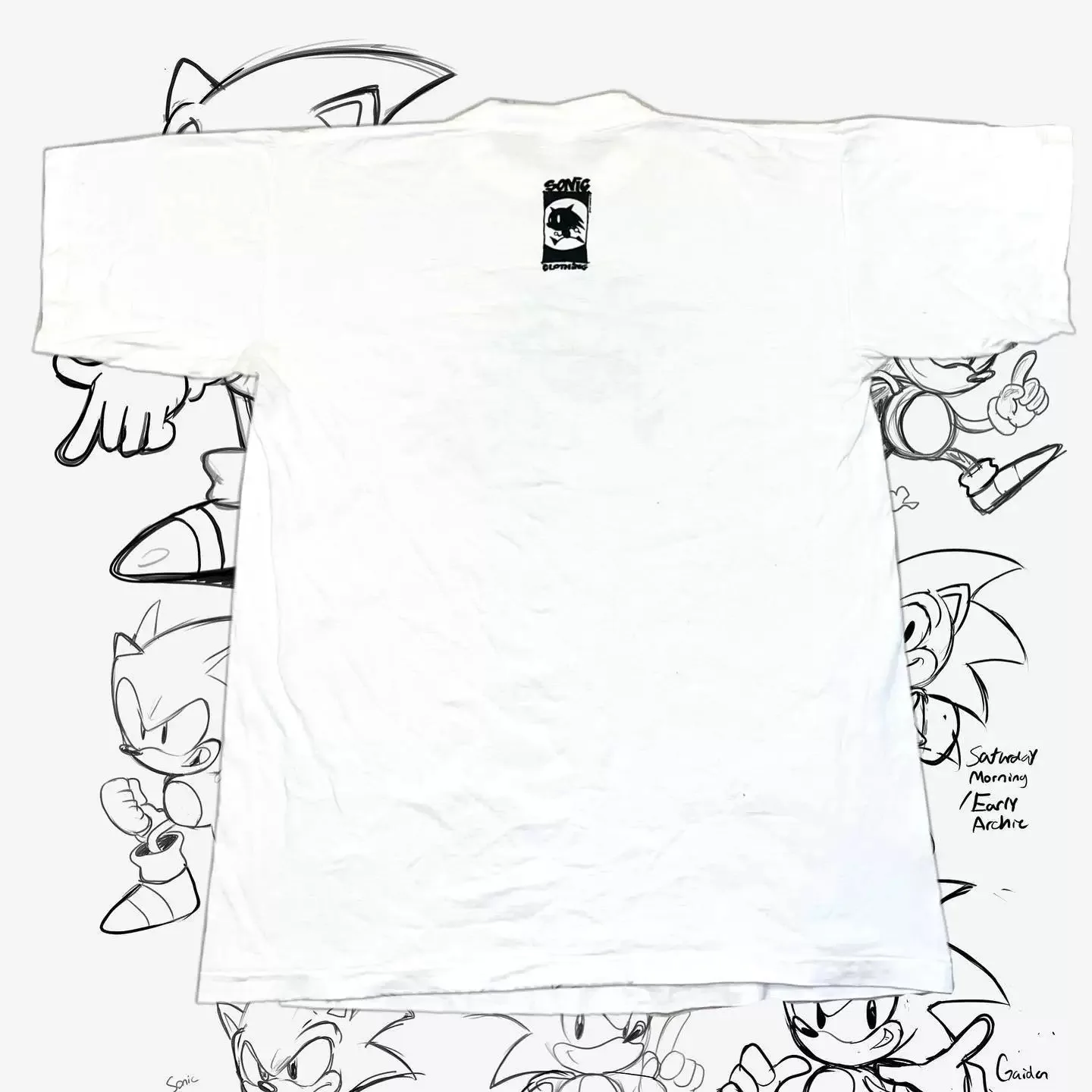 Vintage Sonic The Hedgehog Unhinged Eggman Doodle Graphic T-Shirt Cotton Men Women Streetwear Tee