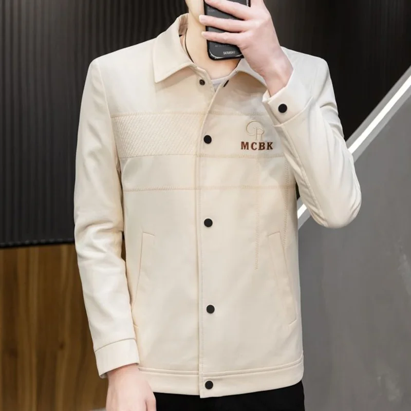 Fashion Lapel Button Spliced Pockets Embroidery Coats Men's Clothing 2023 Autumn New Oversized Casual Tops Loose Korean Jackets