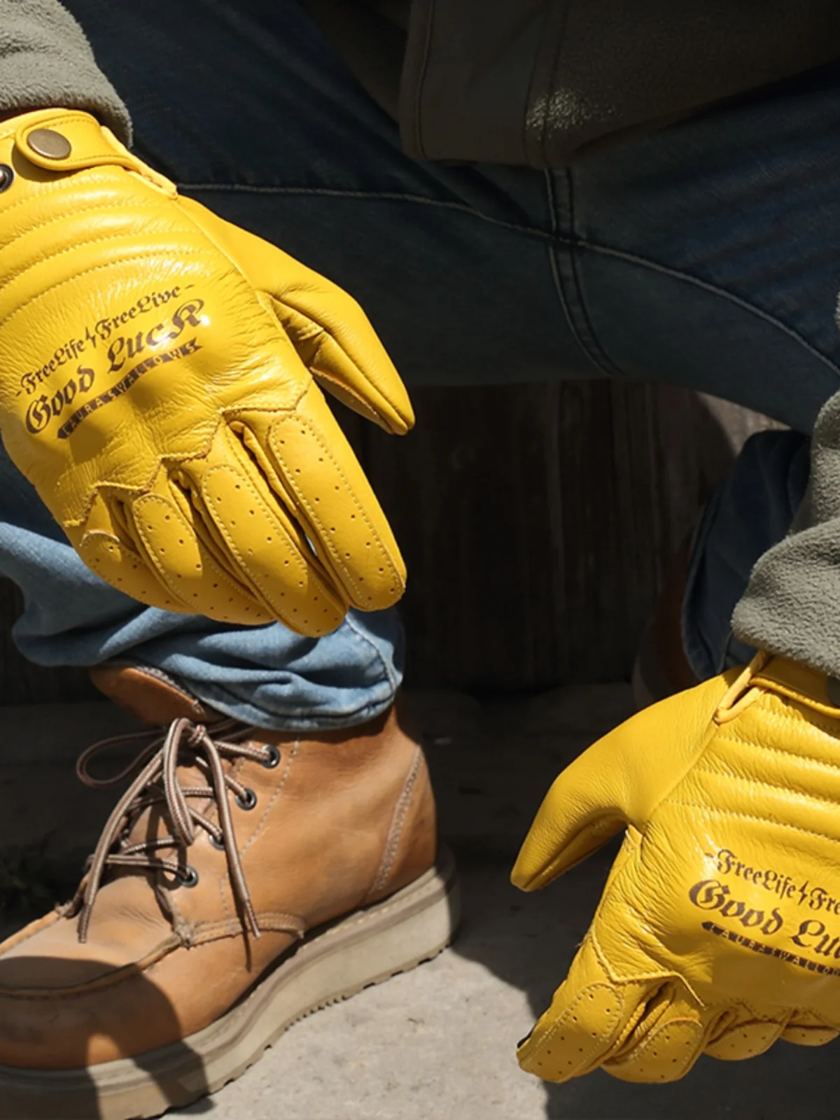 

First Layer Cowhide Gloves Men's Vintage Screen Leather Riding Motorbike Four Seasons Knight Outdoor Equipment