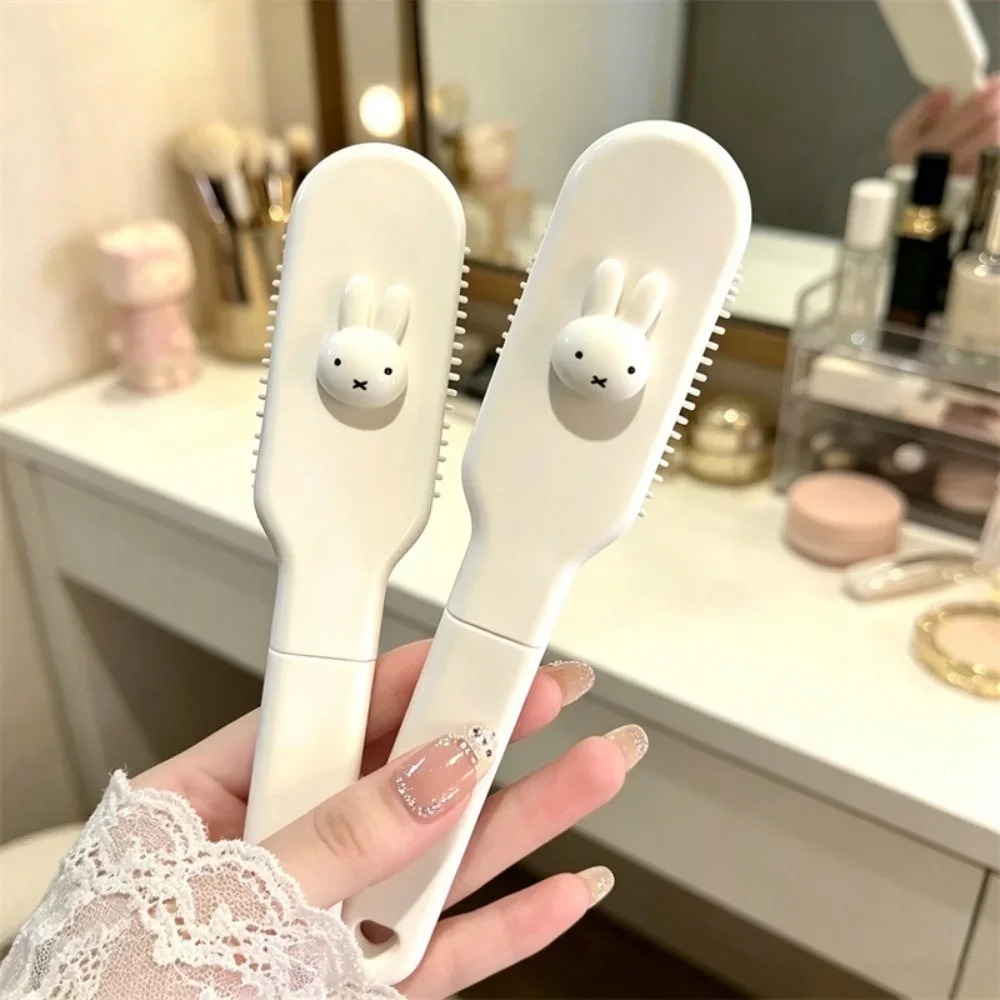 Miffy Faltbare Haarbürste Niedliches Kaninchen Tragbarer Antistatik-Kamm Kopfhautmassage Entwirrbürste Reise-Haarstyling-Werkzeug für Mädchen – Detail 3