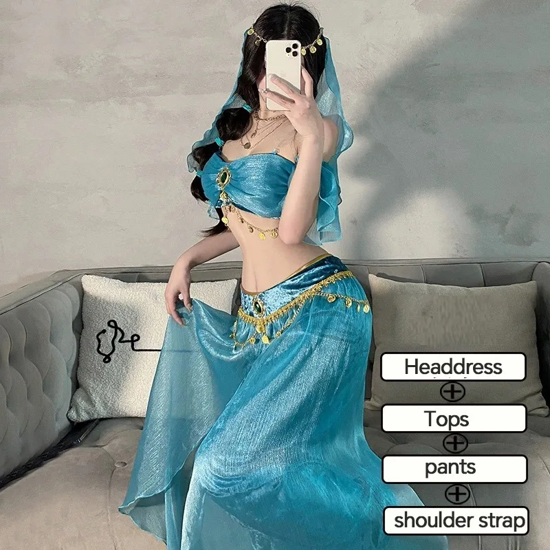 

Sexy Goddess Belly Dance Costume Egyptian Queen Cosplay Uniform Indian Dance Exotic Clubwear Nightclub Clothing For Women Party
