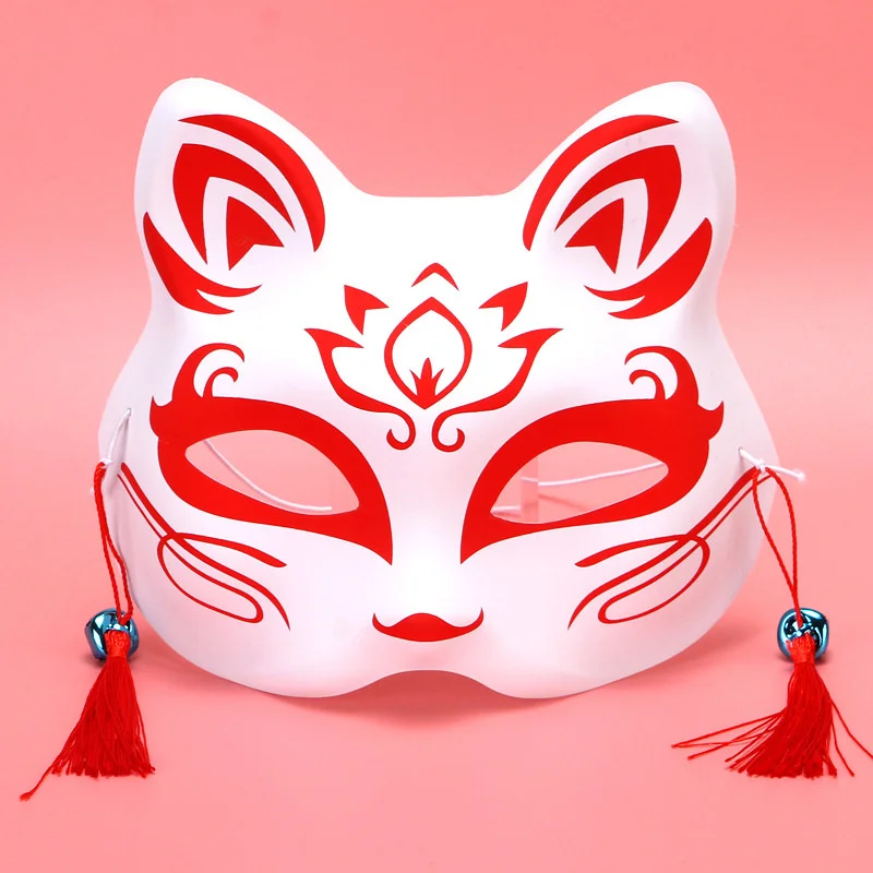 Japanische fuchs masken kabuki kitsune maske anime cosplay natsume buch von freunden katze fuchs halb gesichts maske halloween rave party requisiten