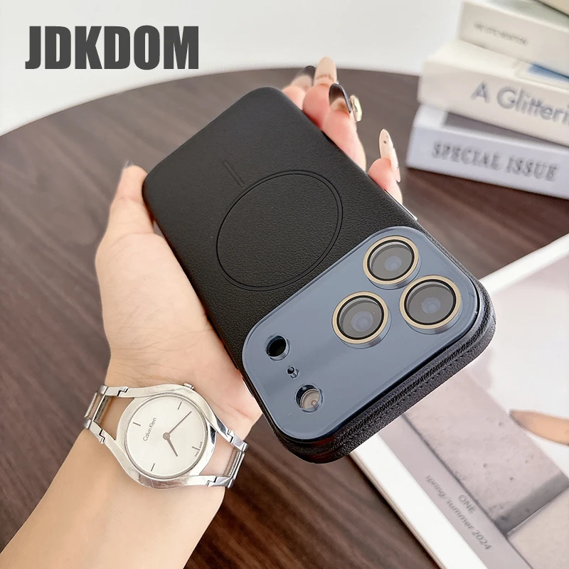JDKDOM Litchi-Leder-Textur Magnetische Hülle für iPhone 17 Air 16 15 14 Plus 13 12 Pro Max Stoßfeste Kabellose Ladehülle – Detail 6