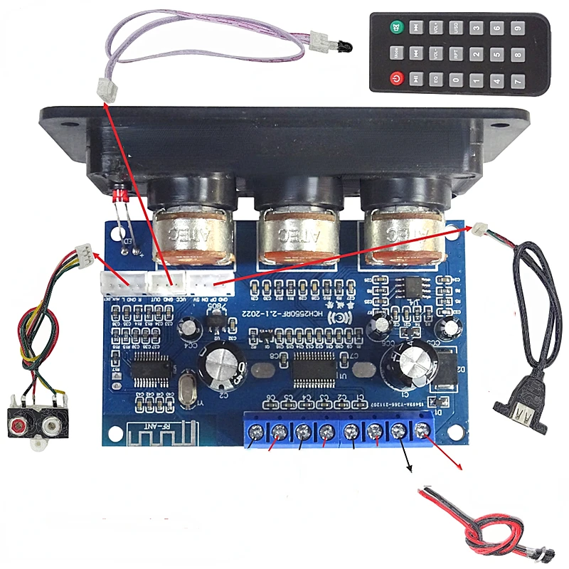 SOTAMIA Bluetooth 5.0 Amplificador de Potência Placa de Áudio 2.1 Subwoofer Amplificador Alto-falante Amplificador de Som 2x25W+50W Com Painel