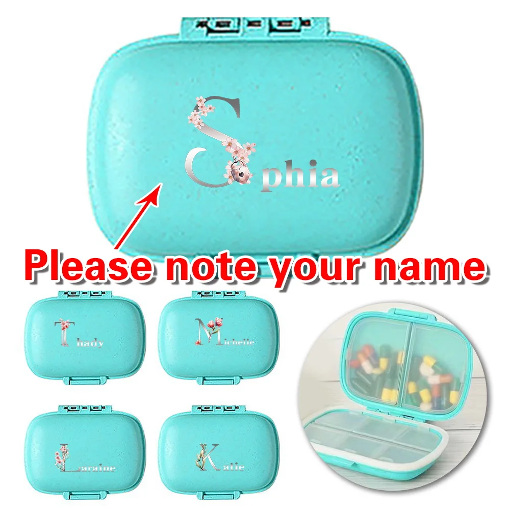 اسم مخصص صندوق حبوب دواء صغير محمول صناديق دواء صغيرة مقاومة للرطوبة صندوق توزيع حبوب 8 شبكات منظم حبوب #1