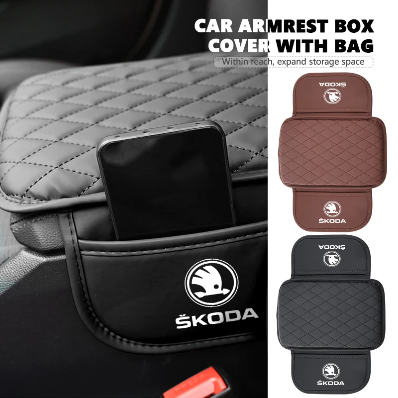 For Skoda Universal Car Center Console Protector Cover Armrest Box Cushion Arm Rest Mat Rapid Octavia Derivative Enyaq-iV view 5
