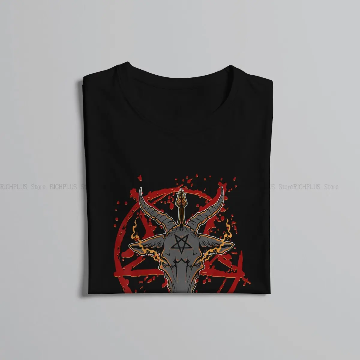 Pentagram Satanist TShirt For Male Satanic Baphomet Goat Clothing Novelty Polyester T Shirt Soft