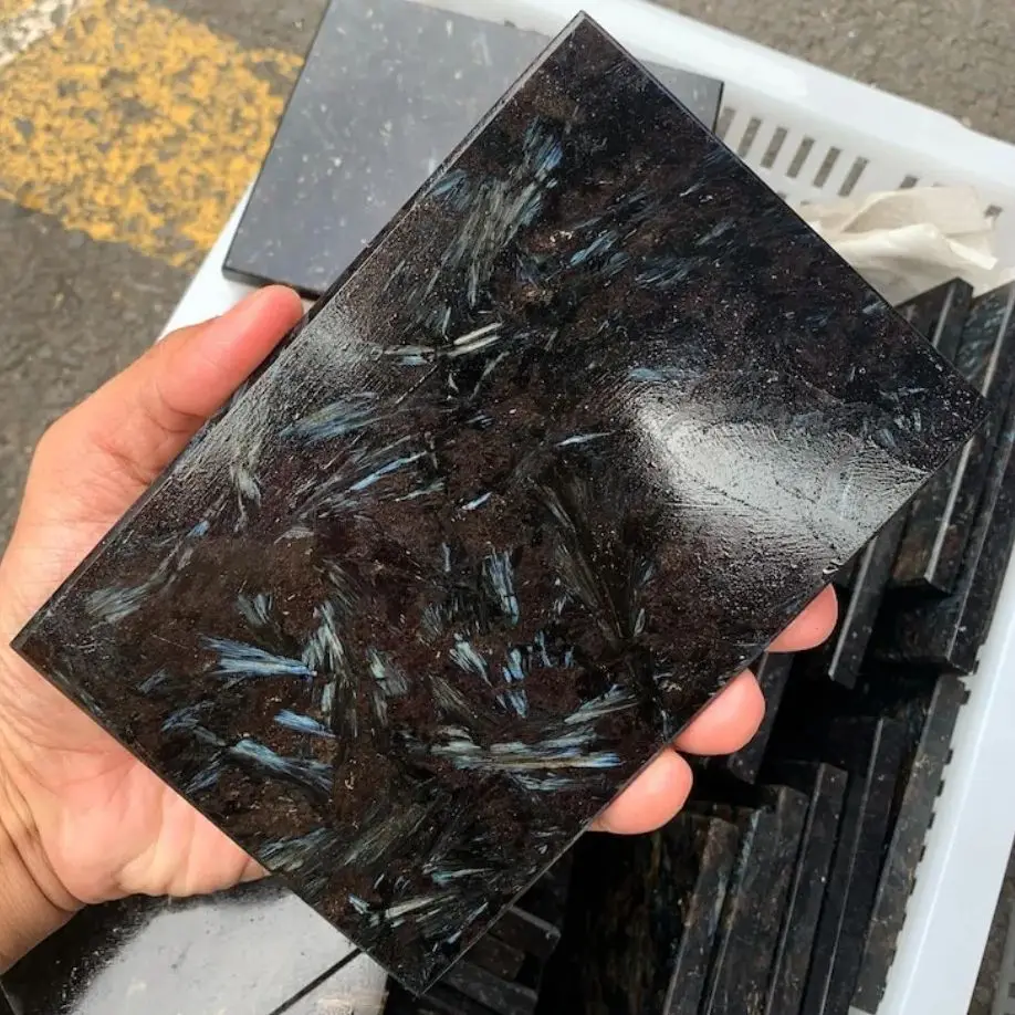 a set of Natural Blue Flash Garnet Astrophyllite Slab Crystal Slice Gemstones Healing Reiki Mineral Gemstones Healing Home Decor