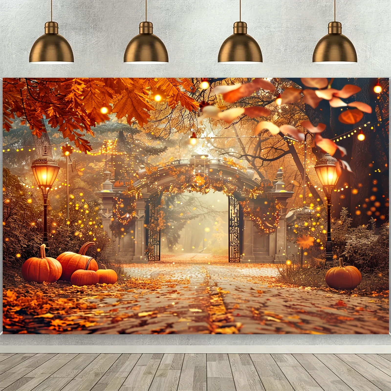Polyester Herbst Fotografie Hintergrund mit Herbst Ahornblatt, Kürbis Design für Thanksgiving, Partys, Hochzeiten, Geburtstage