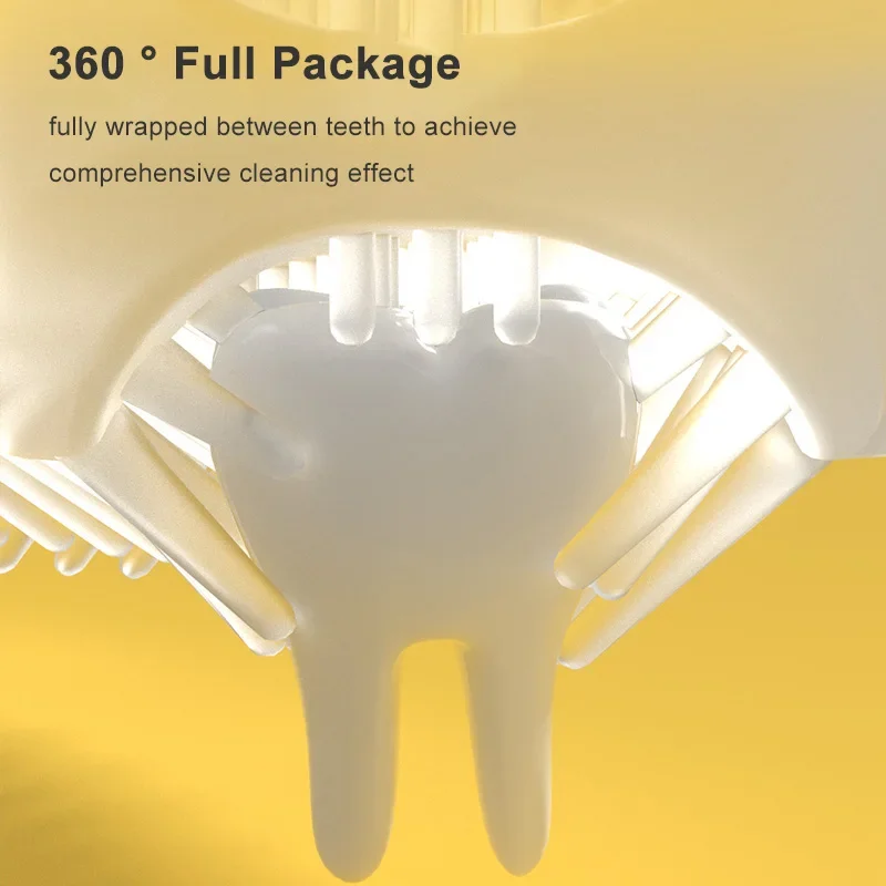 แปรงสีฟันไฟฟ้าสำหรับเด็กแปรงสีฟันไฟฟ้าระบบอัลตราโซนิคทำจากซิลิโคนสำหรับเด็กมี360องศาที่แปรงฟันรูปการ์ตูนหมี