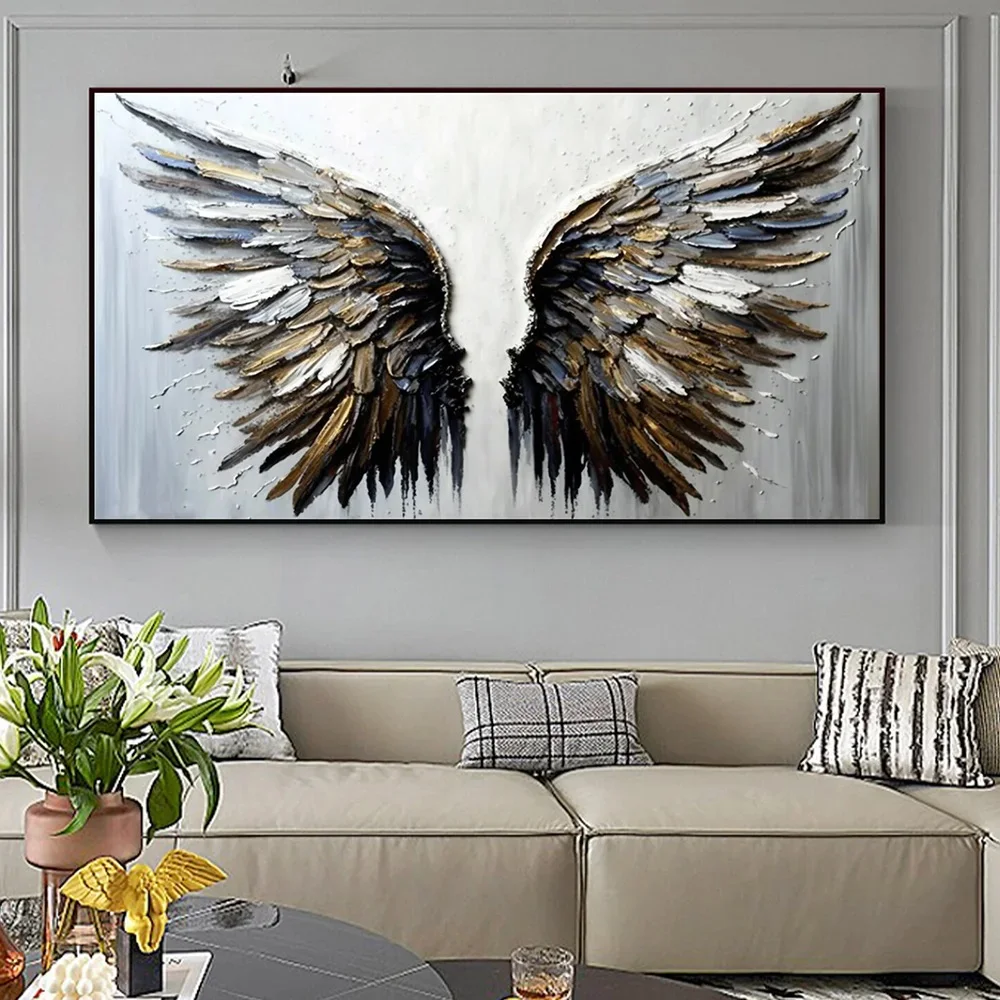 Large Size 5D Diy Diamond Painting Cross Stitch Abstract White Feather Wings Picture Rhinestone Mosaic Diamond Embroidery W358